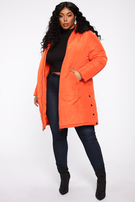 Plus size shop orange coat