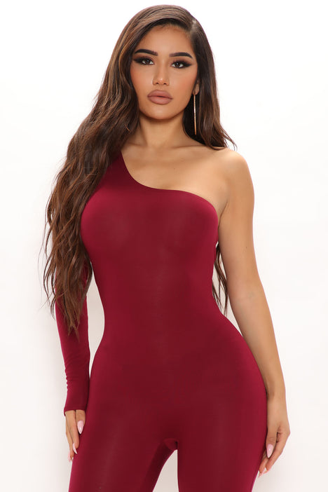 Burgundy jumpsuit clearance fashion nova