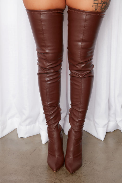 Chocolate over the cheap knee boots
