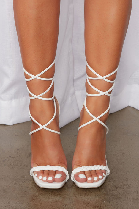 White one strap sale heels