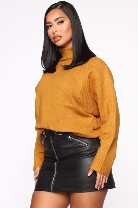 Snuggle Me Turtleneck Sweater Mustard Fashion Nova Sweaters