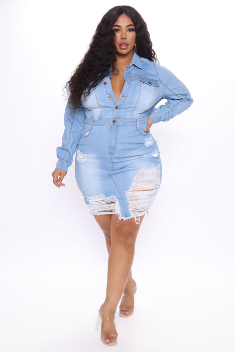 Fashion nova blue jean dress hot sale
