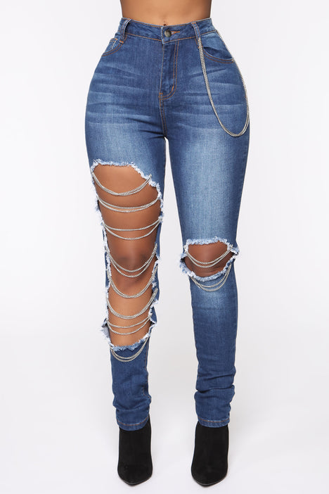 Jeans with hot sale chains