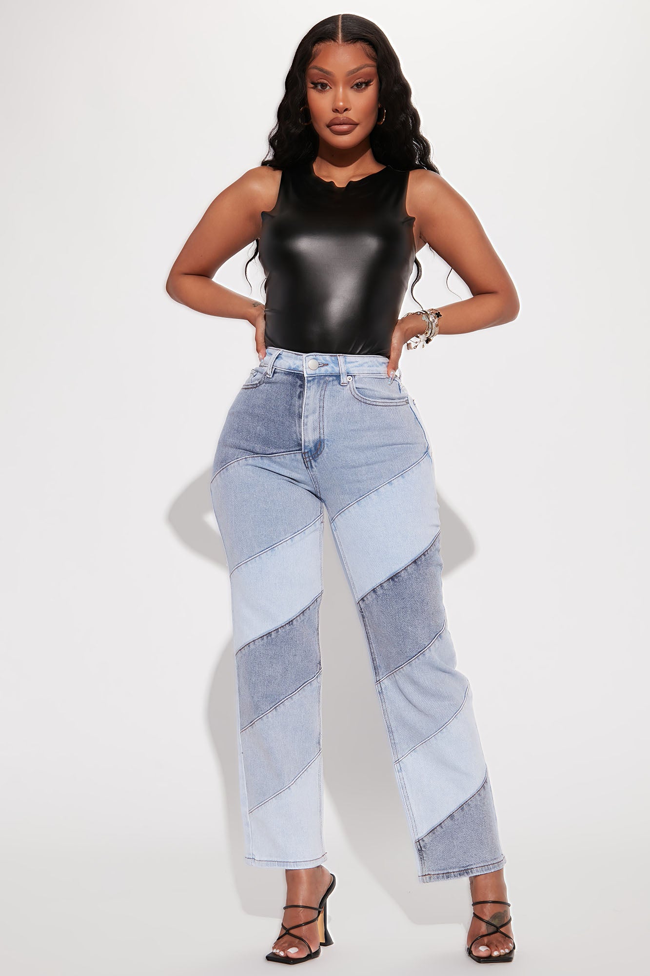 Two tone on sale straight leg jeans