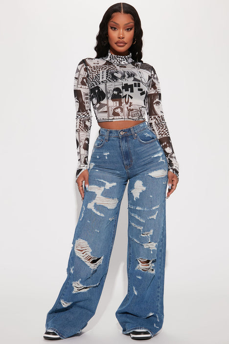 In Your Eyes Anime Mesh Top - Black/White | Fashion Nova, Knit Tops |  Fashion Nova