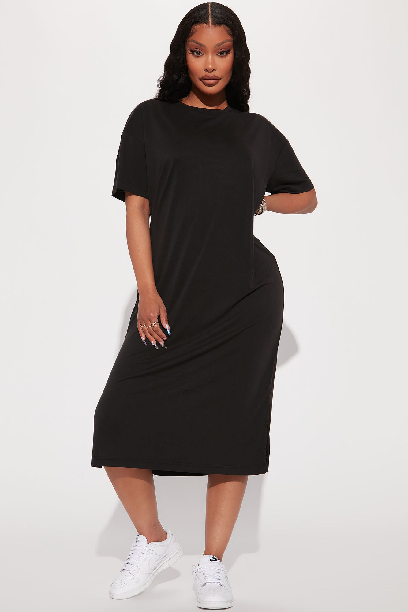black t shirt dress fashion nova