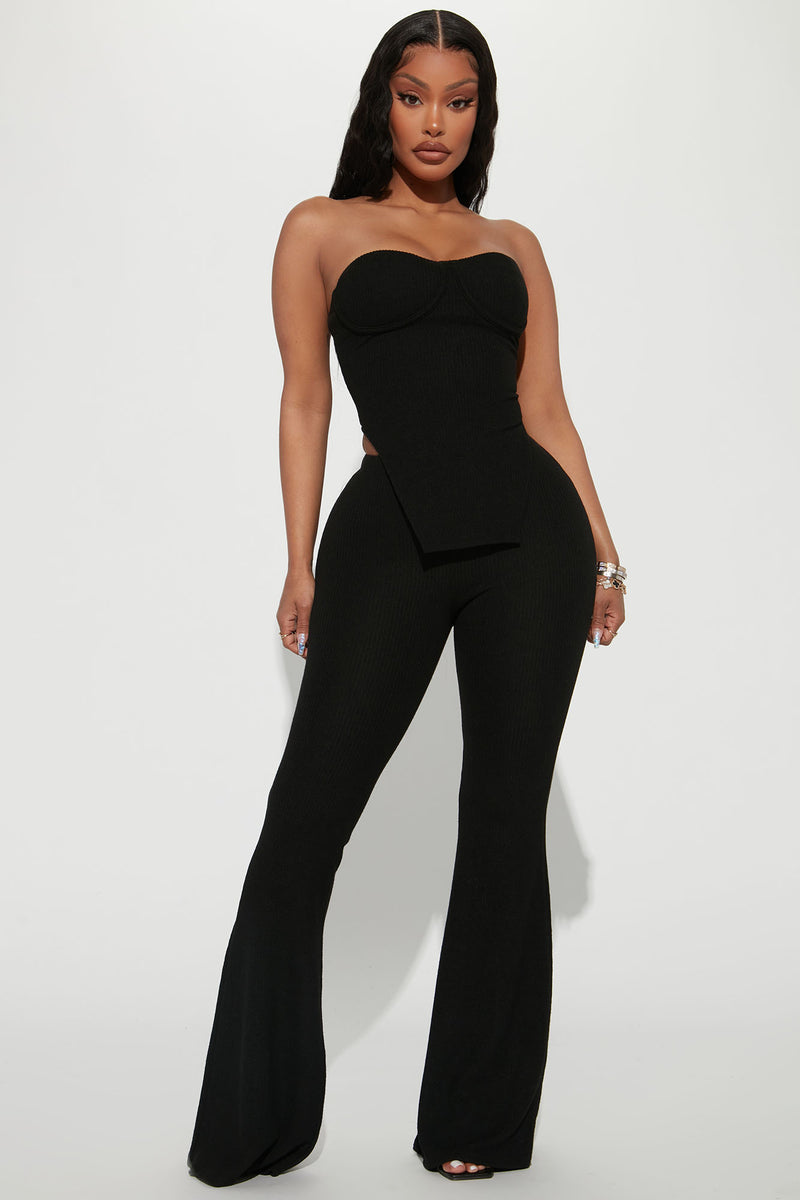 Call My Name Ribbed Pant Set - Black | Fashion Nova, Matching Sets ...