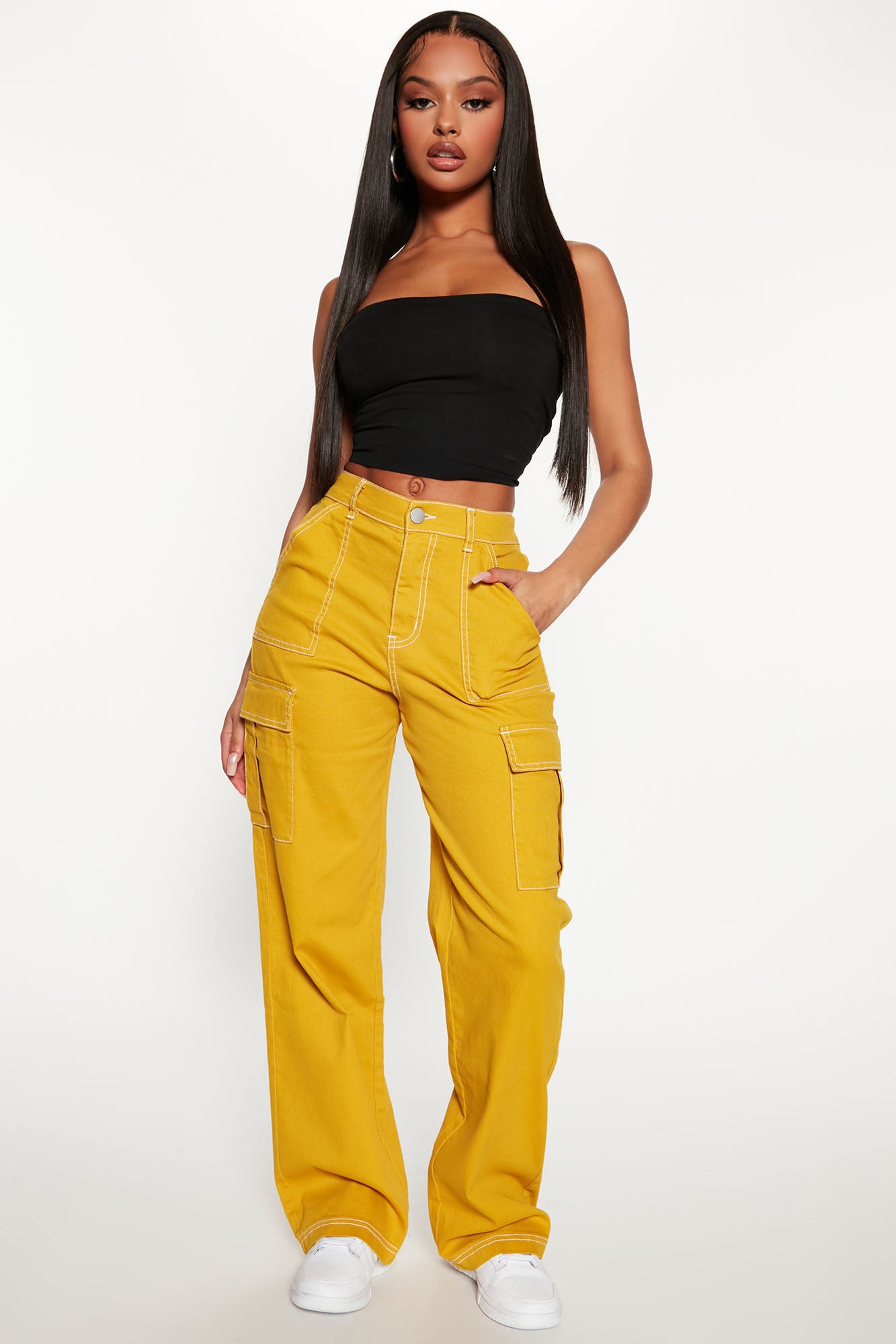 SHEIN Neon Yellow Chain Detail Belted Cargo Pants  Cargo pants women  Bottom clothes Fashion bottoms