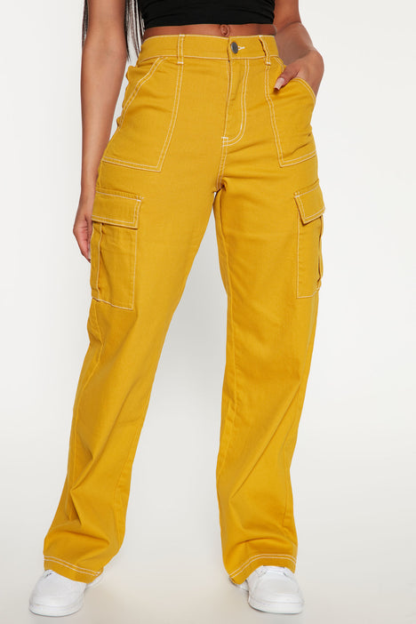 Mustard yellow cargo pants deals