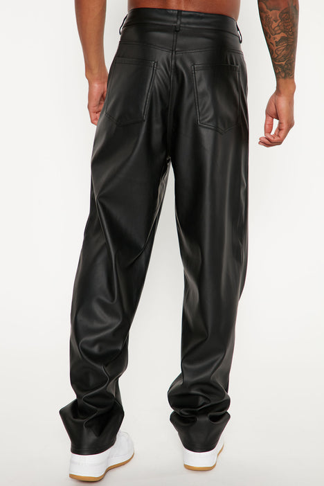 Faux leather new arrivals baggy pants