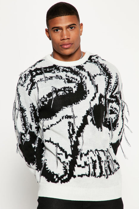 Black and white 2025 crew neck sweater