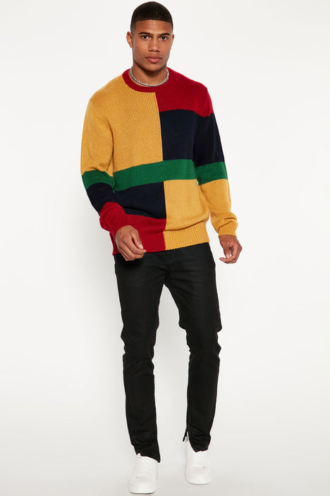 Color block hot sale sweater mens