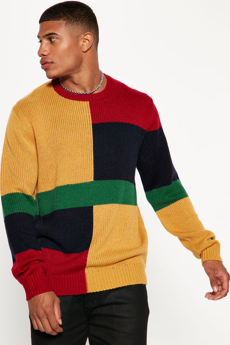 campingvogn Mellem Breddegrad Chunky Multi Colorblock Sweater - Multi Color | Fashion Nova, Mens Sweaters  | Fashion Nova