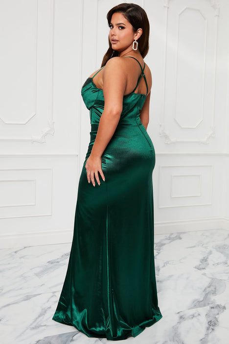 So In Love Satin Maxi Dress Hunter Fashion Nova Dresses