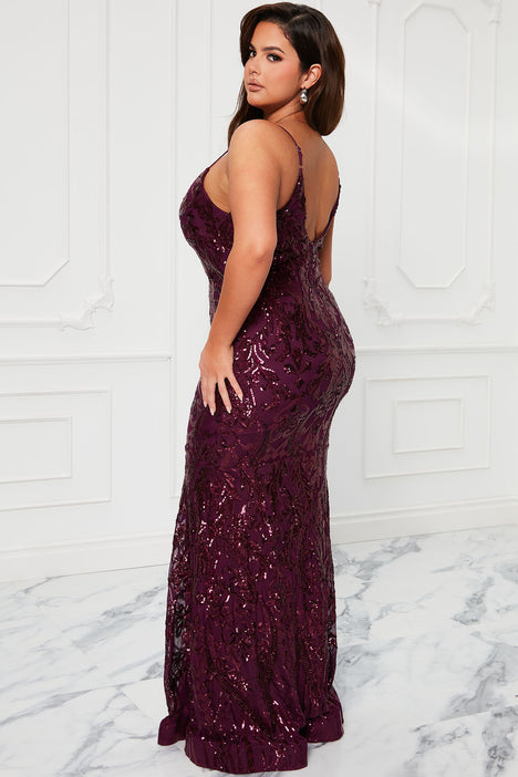 Kristy Sequin Maxi Dress Wine