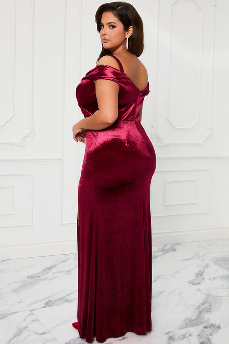 Via Velvet Gown Burgundy Fashion Nova Dresses Fashion Nova
