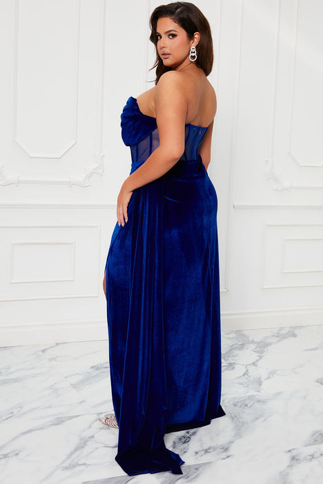 Fashion nova shop blue velvet dress
