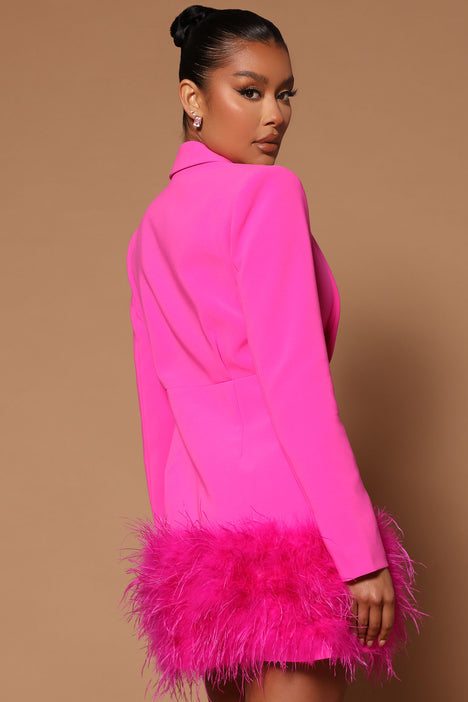 Pink Blazer Dress with Feathers – Marssiana