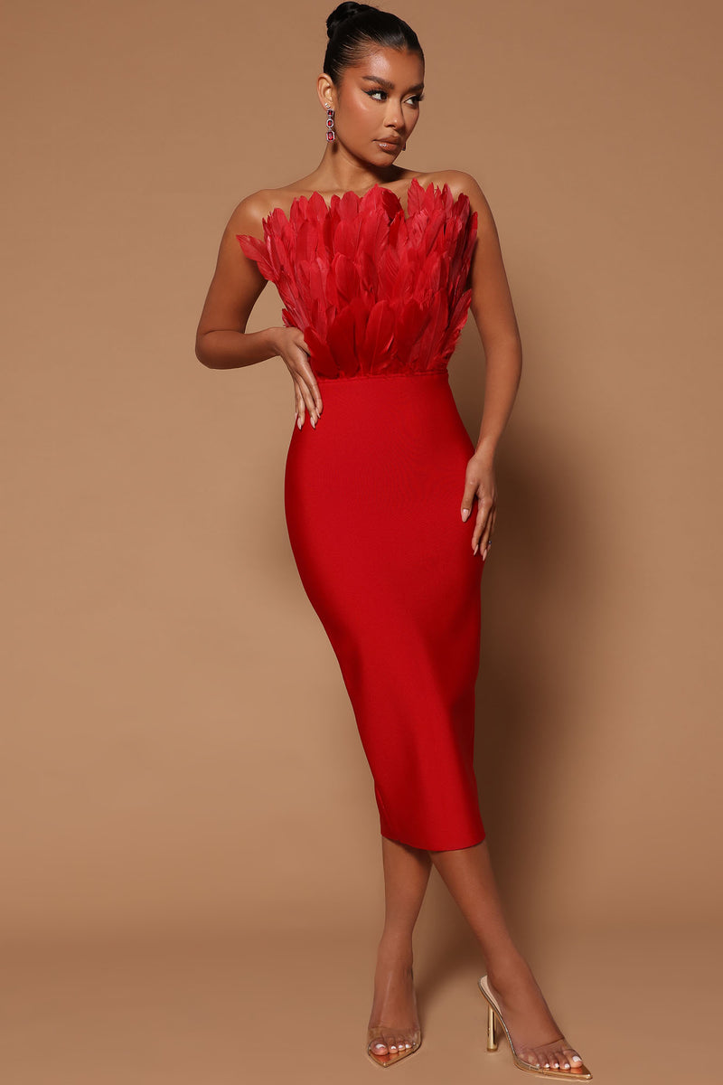 Red Foshon Marianna Bandage Midi Dress - Red | Fashion Nova, Luxe | Fashion Nova