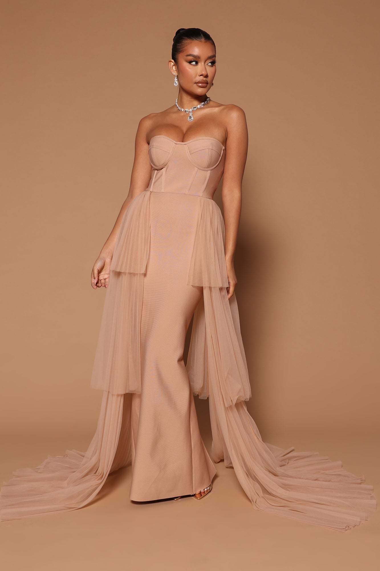 Vanessa Tulle Gown Mocha