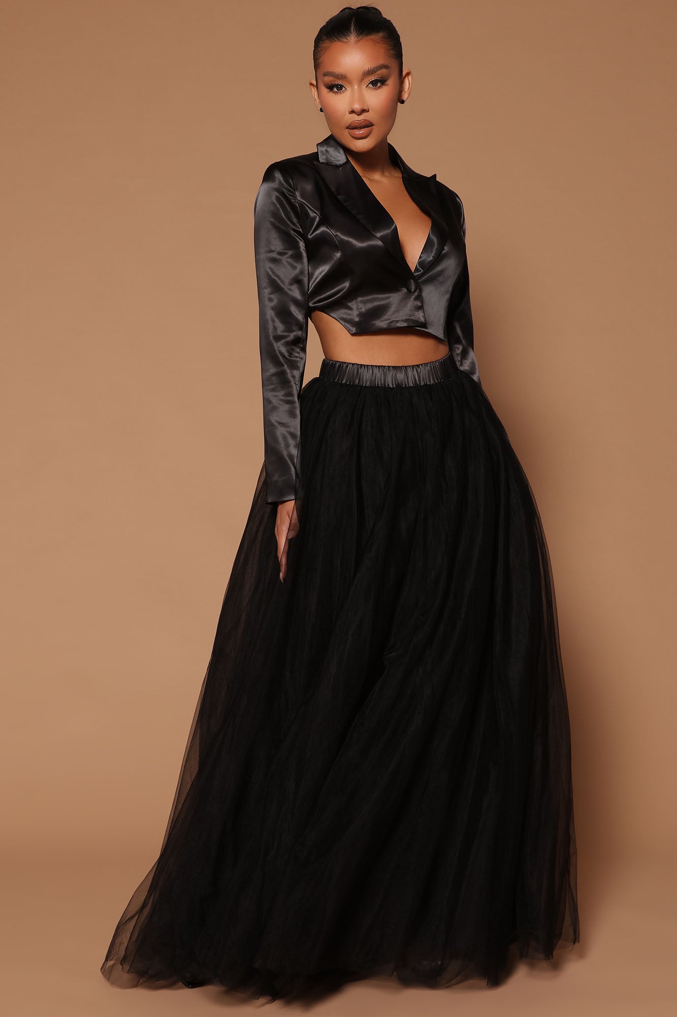 Tulle maxi skirt black online
