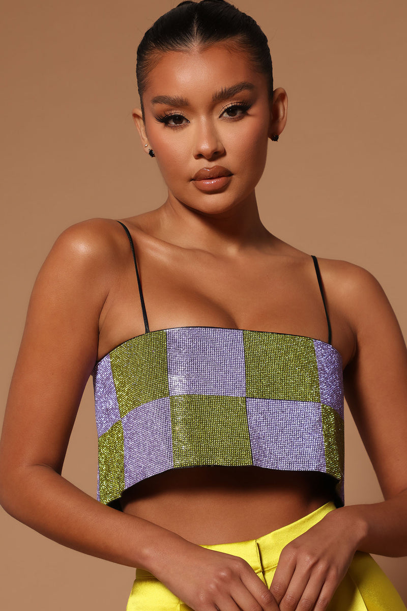 Sadie Rhinestone Top Chartreuse Fashion Nova, Luxe Fashion Nova