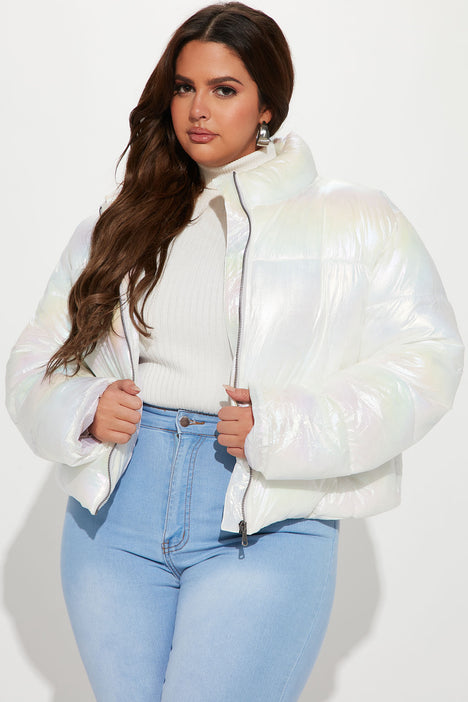 Fashion Nova Women's See Things Clear Reflective Puffer Jacket