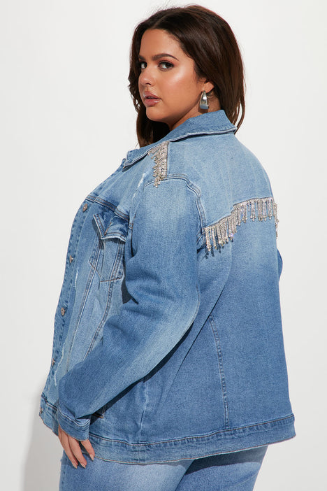 Western Bling Denim Jacket Light Blue Wash Fashion Nova