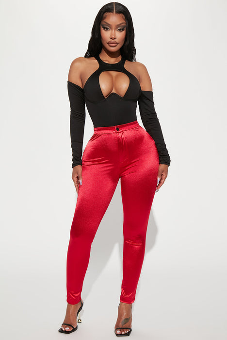 Fashion nova red best sale pants
