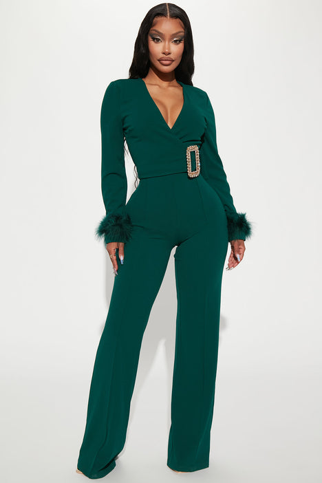Green Sequin Jumpsuit - Lace-Up Jumpsuit - Wide-Leg Jumpsuit - Lulus