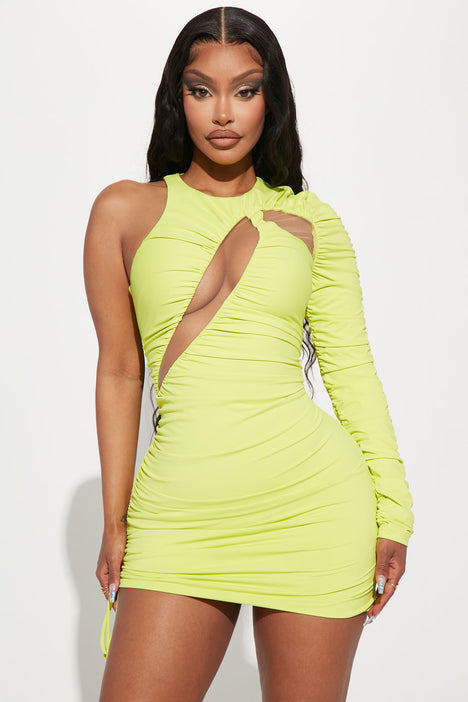 Milla Claudia Neon Yellow Midi Gown – GlamEdge Dress & Gown