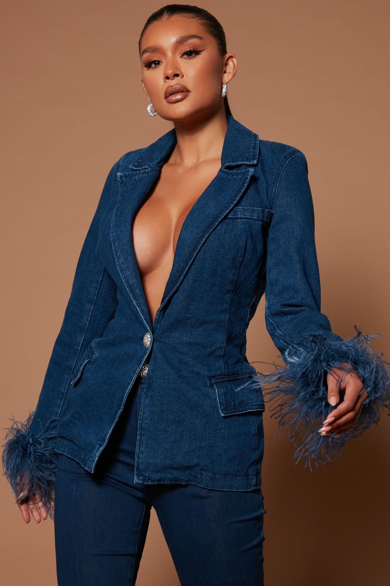 Dark denim sale blazer