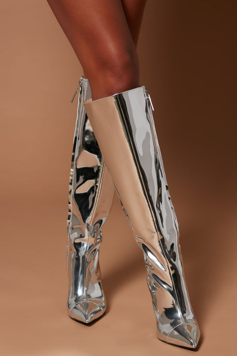 Silver cheap chrome boots