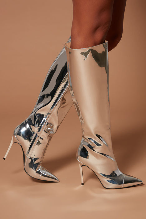 Silver top chrome boots