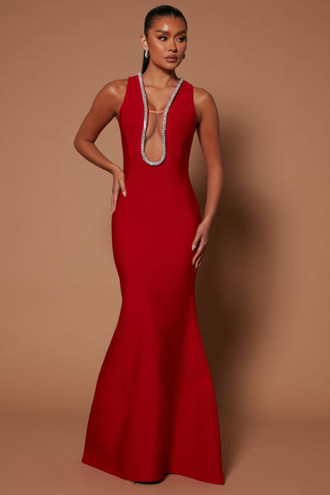Fashion nova red prom dress best sale