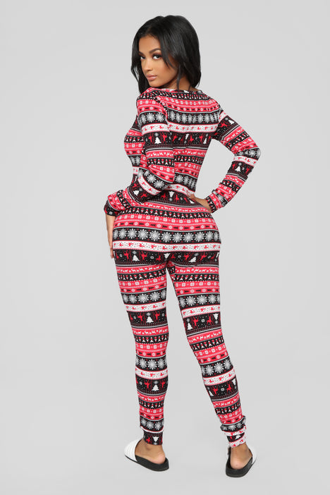 Baby It s Cold Outside PJ Onesie Red combo Fashion Nova