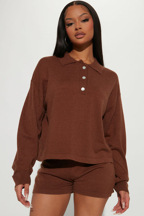 brown sweater matching set