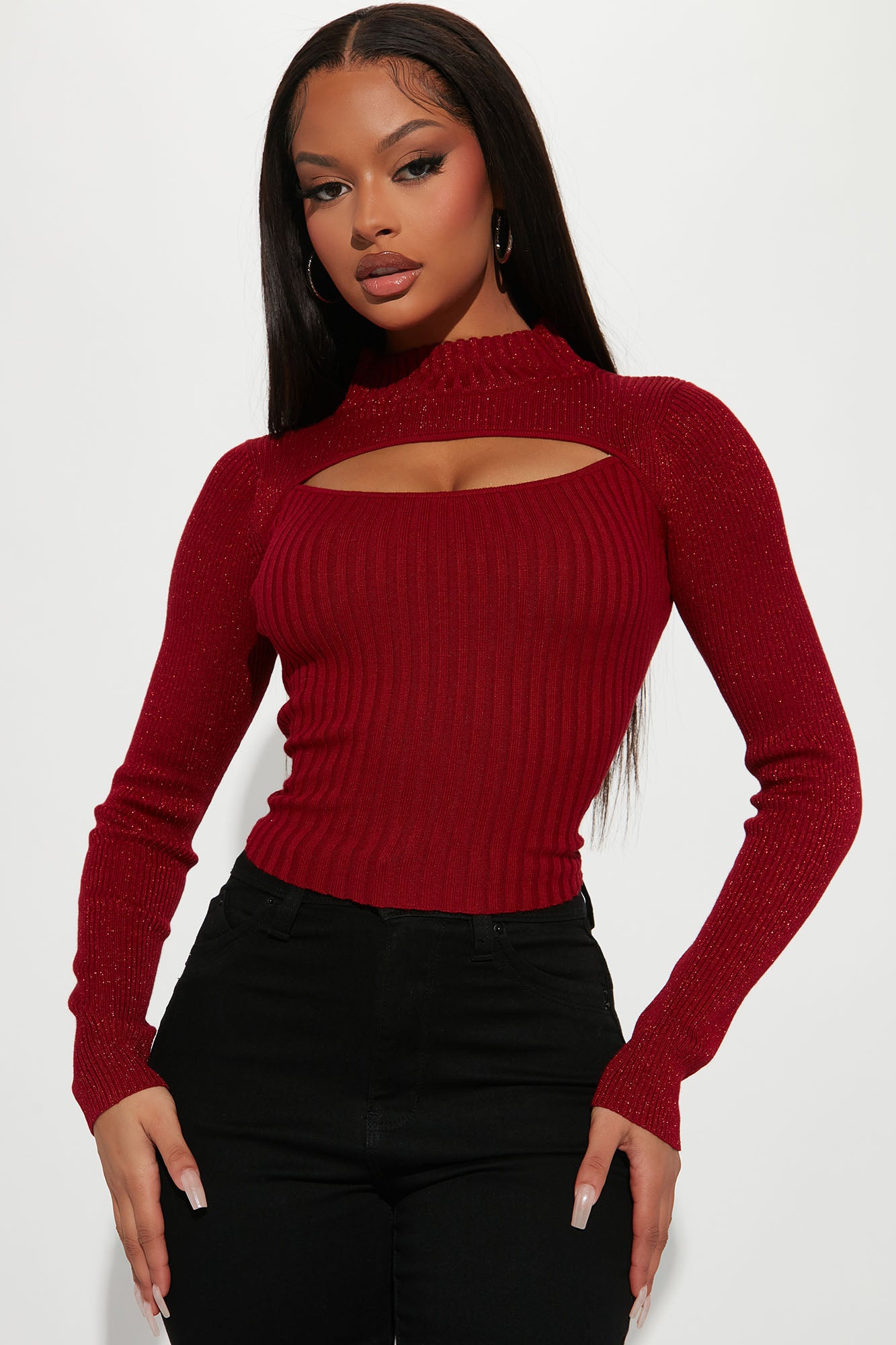 Fashion nova red sweater sale