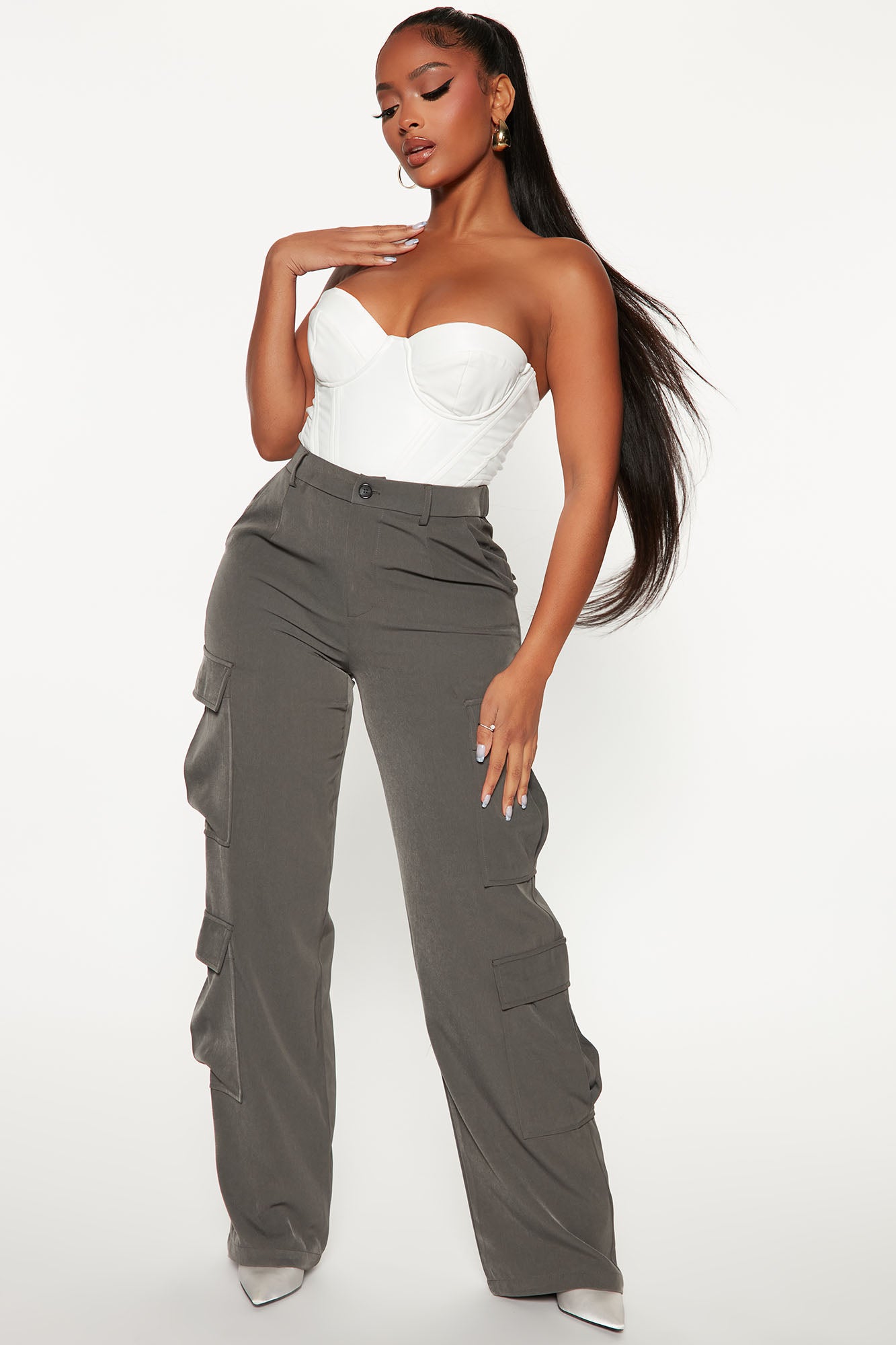 Dawson Wide Leg Cargo Trouser Charcoal