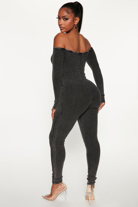 Memphis Ribbed Jumpsuit Black Fashion Nova Jumpsuits