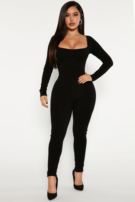 Black long sleeve jumpsuit fashion nova top