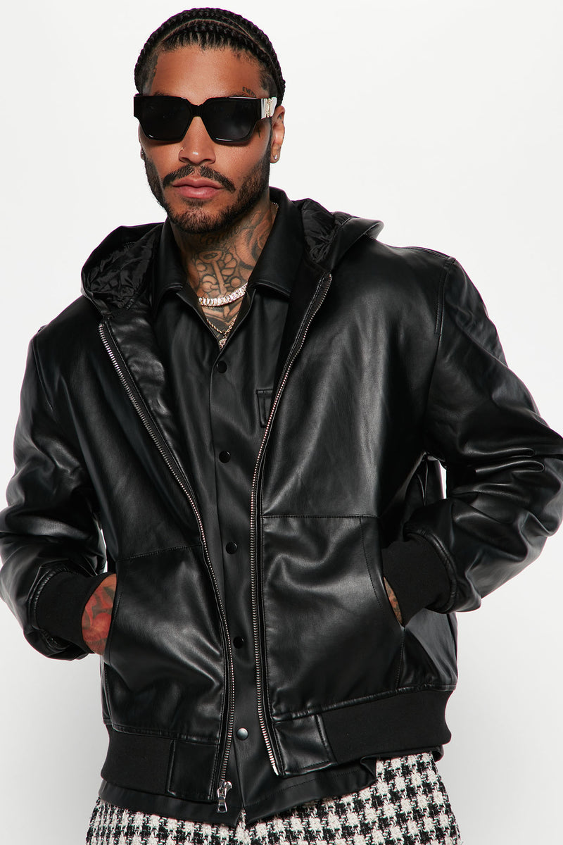 Not Your Average Faux Leather Hooded Jacket - Black | Fashion Nova ...