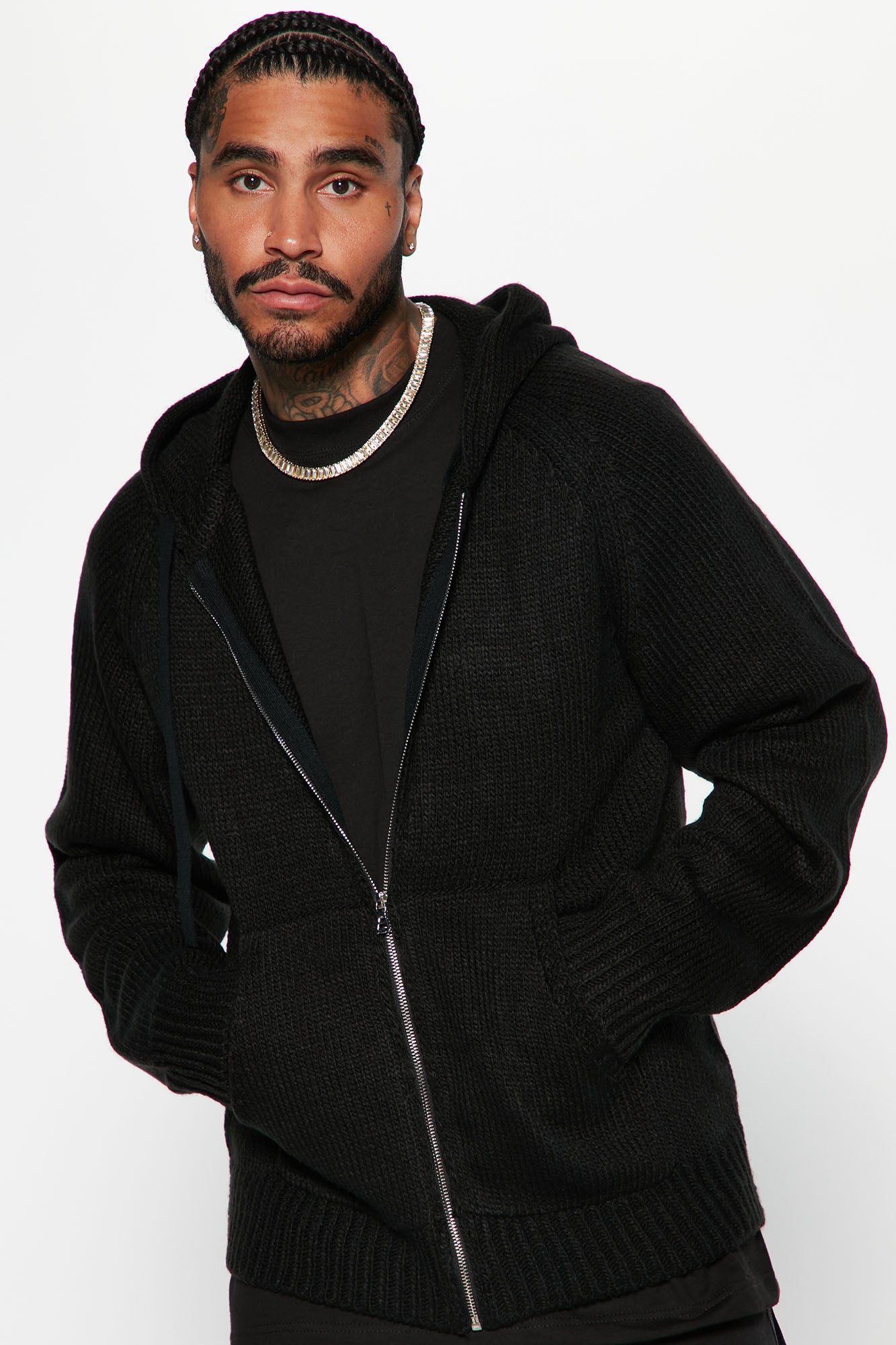 mens hooded zip sweater