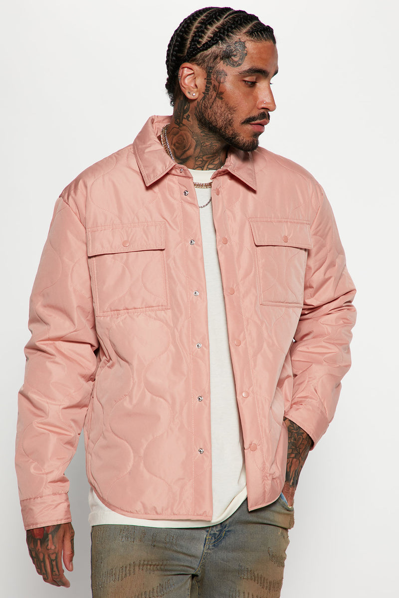 Quilted Nylon Shacket Pink Fashion Nova, Mens Jackets Fashion Nova