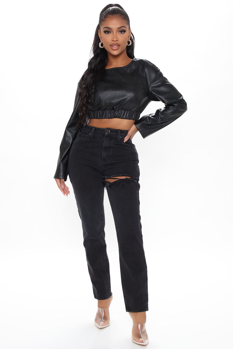 Make You Crazy Faux Leather Top - Black | Fashion Nova, Shirts ...