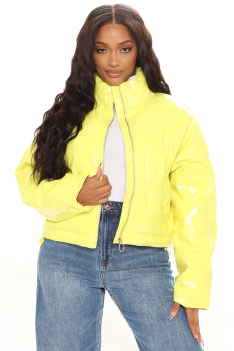 Game Over Latex Puffer Jacket Yellow