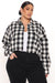 Push Your Buttons Cropped Plaid Top - Black/White