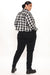 Push Your Buttons Cropped Plaid Top - Black/White