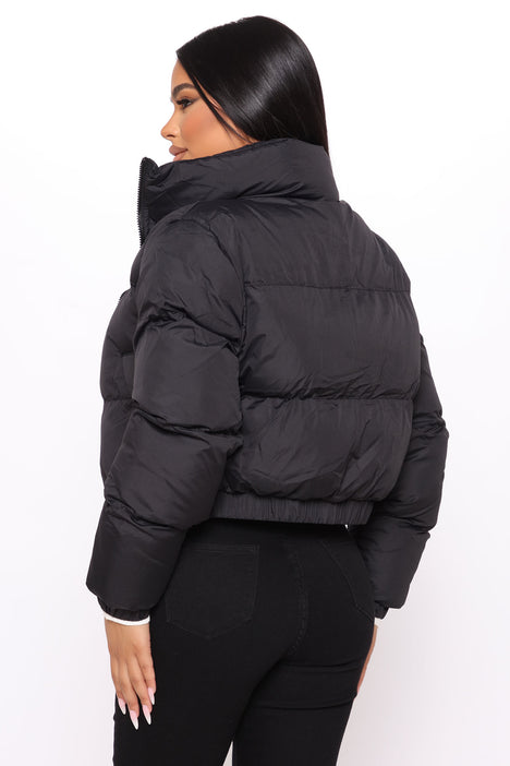 Fashion nova black puffer jacket online
