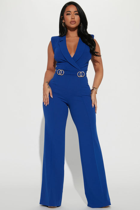 Royal blue top jumpsuit fashion nova